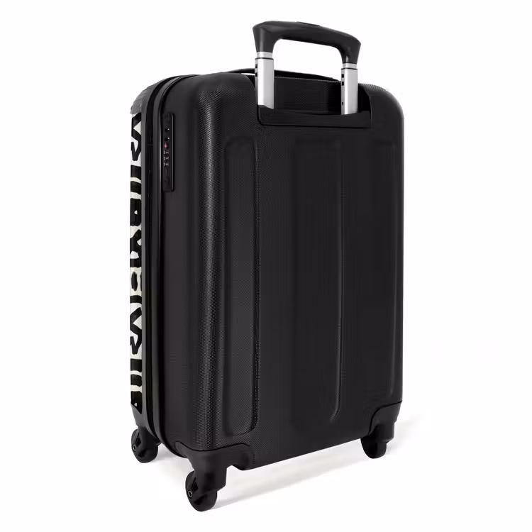 Geometrisch - Figuren - Zwart NBS - Handbagage koffer - Volwassenen Unisex middel -achterkant