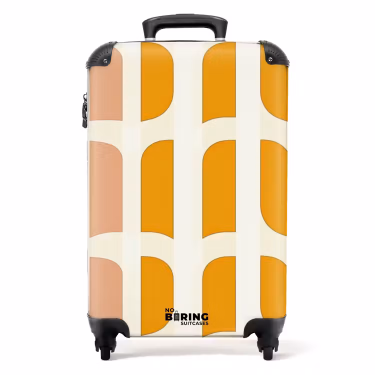 Geometrisch - Patroon - Geel - Roze NBS - Handbagage koffer - Volwassenen Unisex middel -productfoto_recht