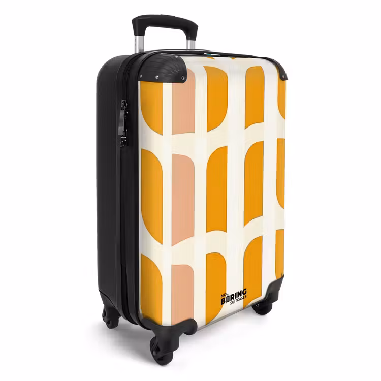Geometrisch - Patroon - Geel - Roze NBS - Handbagage koffer - Volwassenen Unisex middel -productfoto_3d
