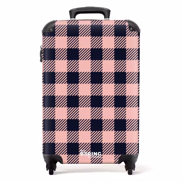 Geruit dambordpatroon in roze en zwart NBS - Handbagage koffer - Kinderen Unisex middel -productfoto_recht