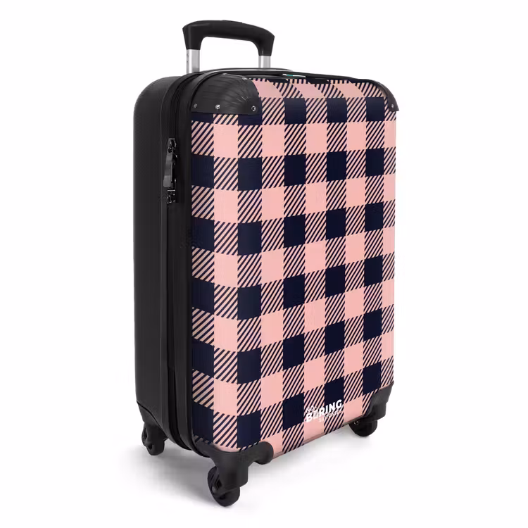 Geruit dambordpatroon in roze en zwart NBS - Handbagage koffer - Kinderen Unisex middel -productfoto_3d
