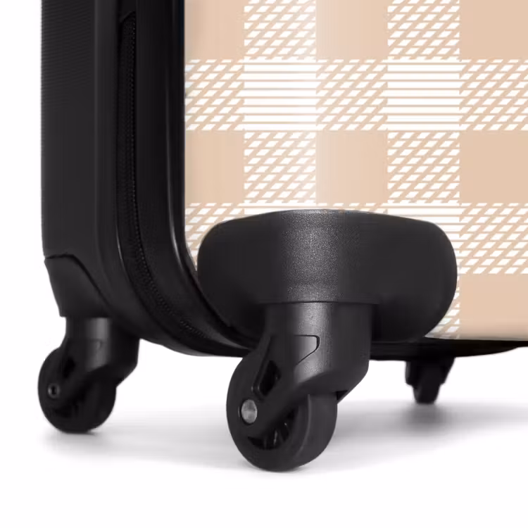 Geruit patroon in beige en crème met textuuraccenten NBS - Handbagage koffer - Kinderen Unisex middel -wiel