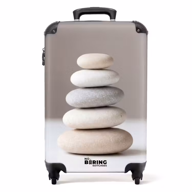 Gestapelde - Stenen - Grijs NBS - Handbagage koffer - Volwassenen Unisex middel -productfoto_recht