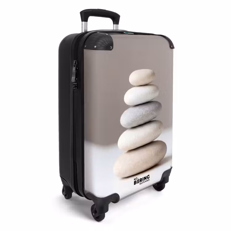 Gestapelde - Stenen - Grijs NBS - Handbagage koffer - Volwassenen Unisex middel -productfoto_3d