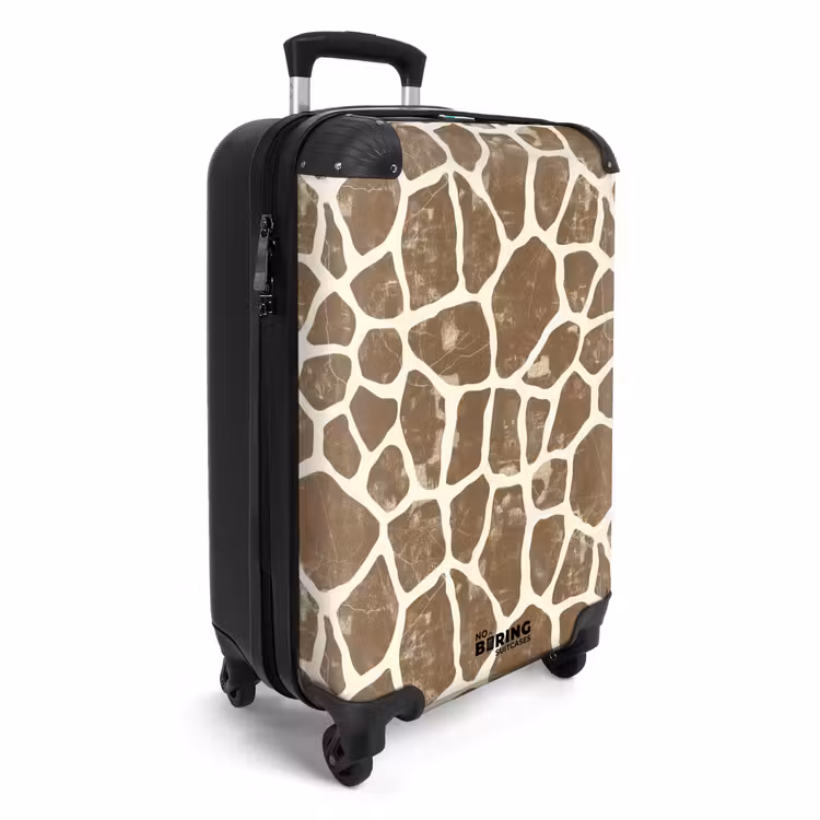 Giraf - Patroon - Beige - Bruin NBS - Handbagage koffer - Volwassenen Unisex middel -productfoto_3d
