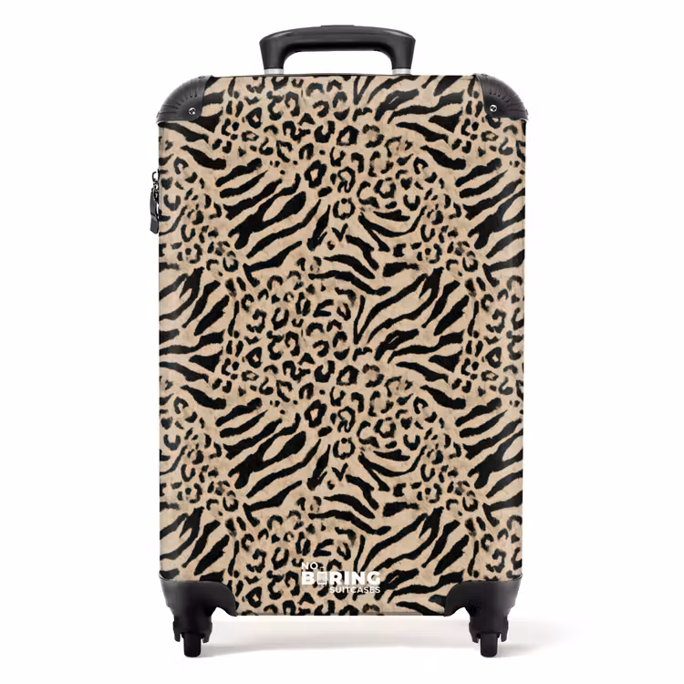 Giraf - Zebra - Motief - Bruin NBS - Handbagage koffer - Volwassenen Unisex middel -productfoto_recht