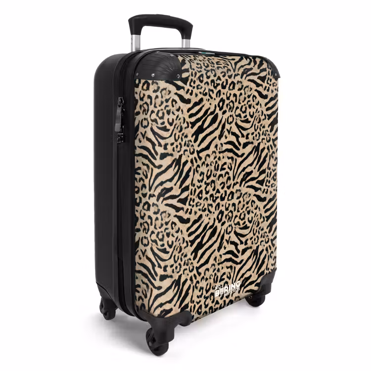 Giraf - Zebra - Motief - Bruin NBS - Handbagage koffer - Volwassenen Unisex middel -productfoto_3d