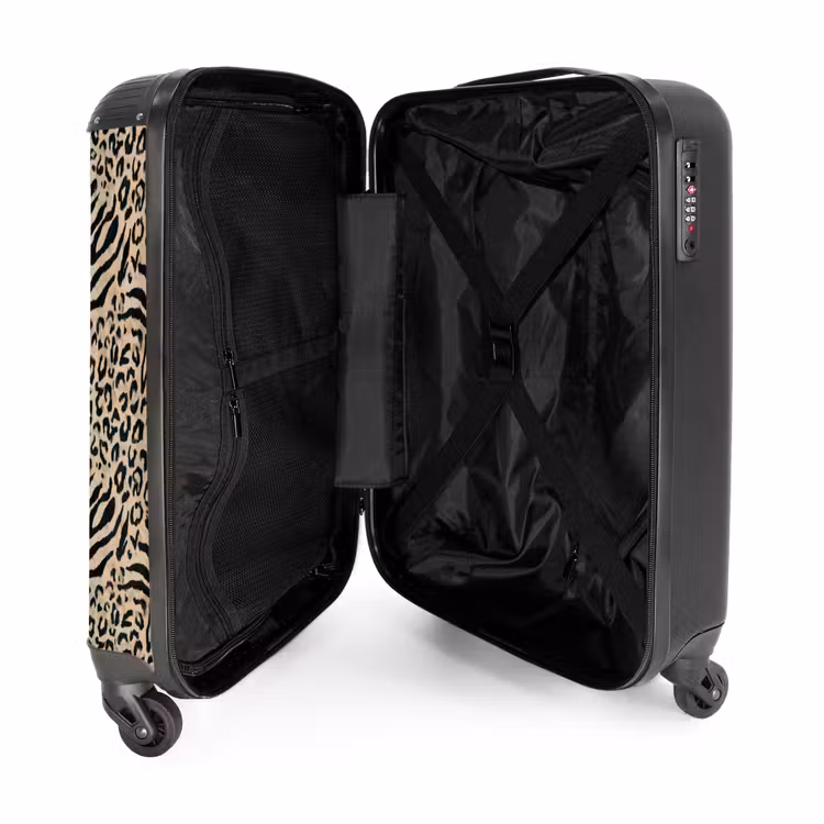 Giraf - Zebra - Motief - Bruin NBS - Handbagage koffer - Volwassenen Unisex middel -binnenkant