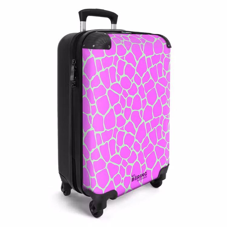 Giraffeprint in lichtgroen en paars NBS - Handbagage koffer - Volwassenen Unisex middel -productfoto_3d