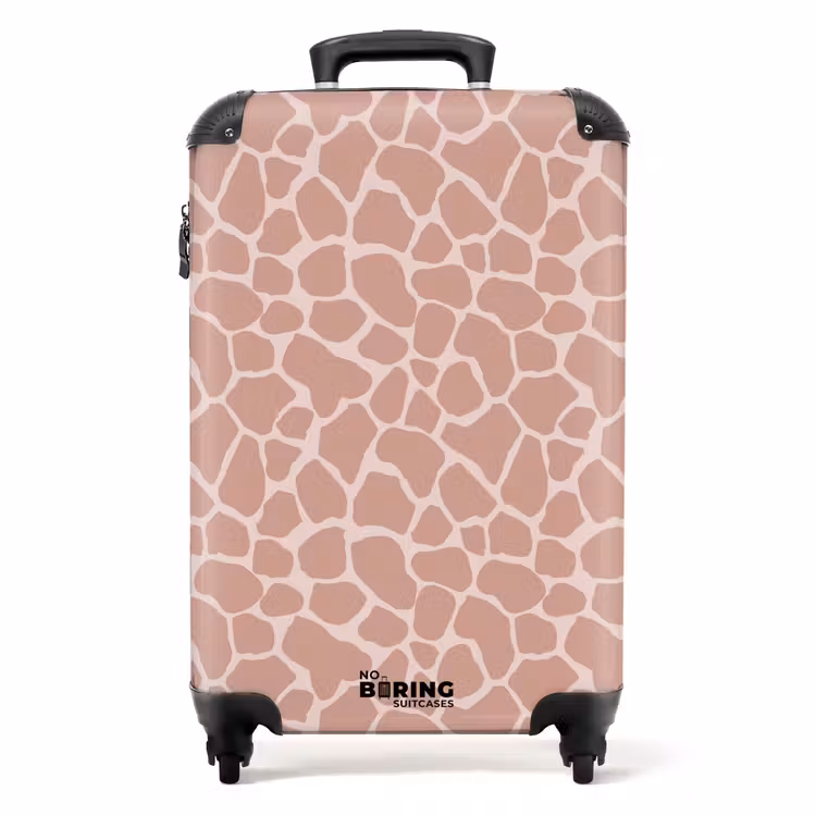 Girraffenpatroon op lichtroze NBS - Handbagage koffer - Volwassenen Unisex middel -productfoto_recht