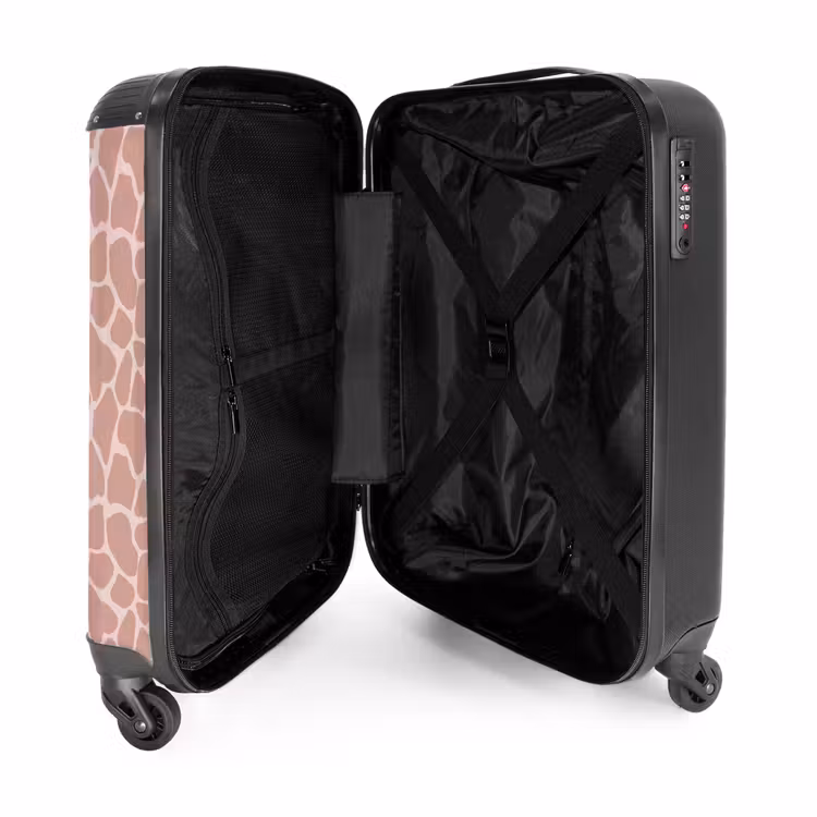 Girraffenpatroon op lichtroze NBS - Handbagage koffer - Volwassenen Unisex middel -binnenkant