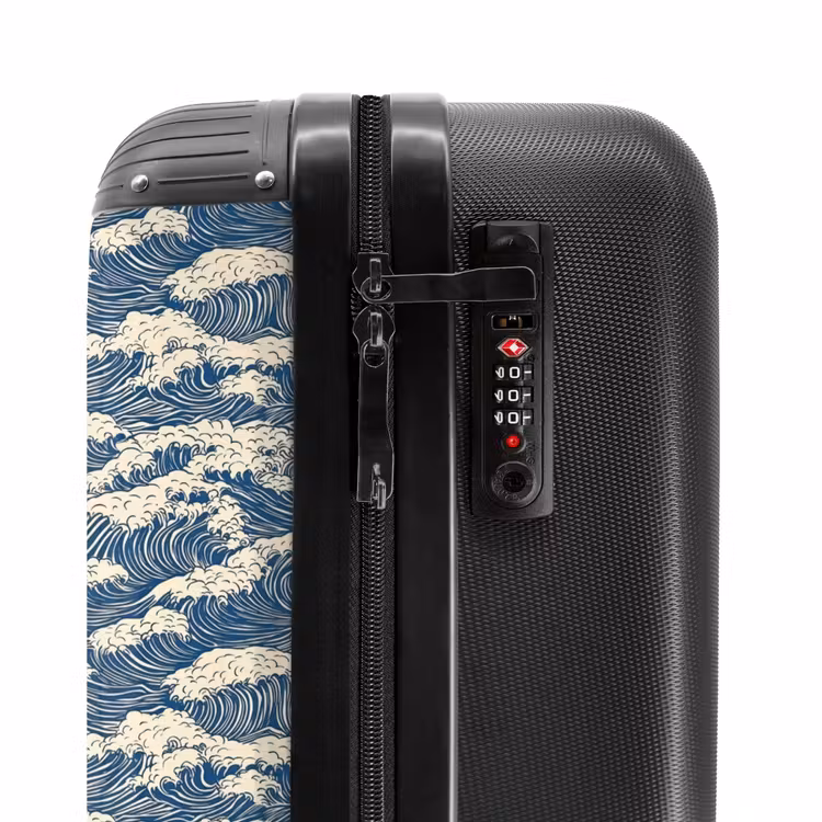 Golven - Ritmisch - Blauw NBS - Handbagage koffer - Volwassenen Unisex middel -slot