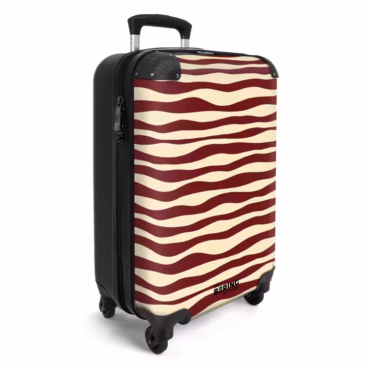 Golven - Rood - Patroon - Crème NBS - Handbagage koffer - Volwassenen Unisex middel -productfoto_3d