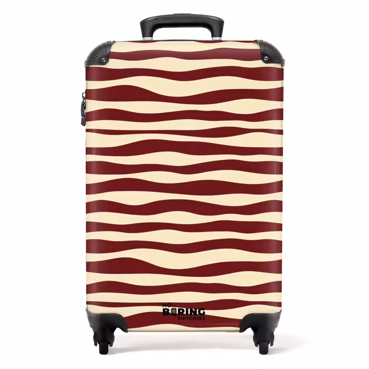 Golven - Rood - Patroon - Crème NBS - Handbagage koffer - Volwassenen Unisex middel -productfoto_recht