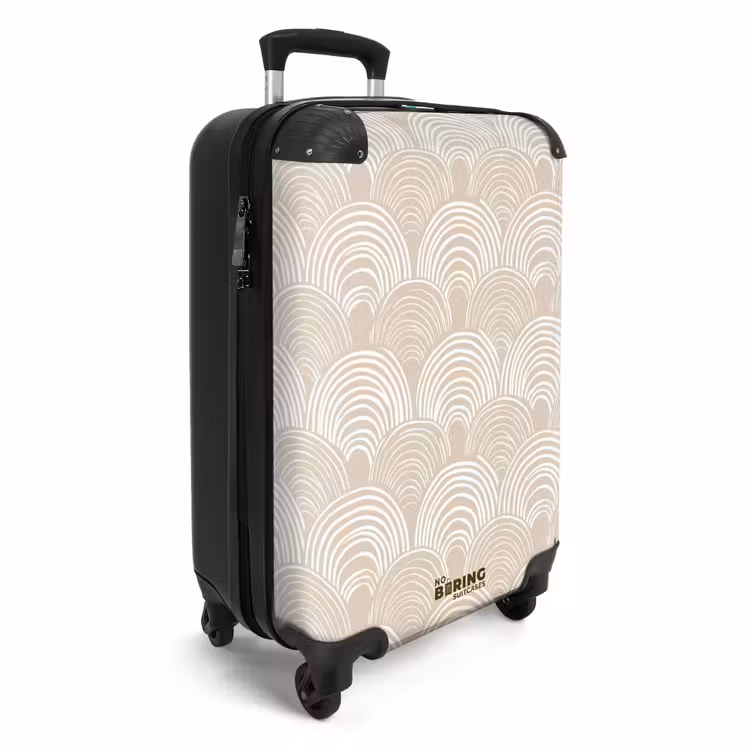 Golven - Structuur - Beige NBS - Handbagage koffer - Volwassenen Unisex middel -productfoto_3d