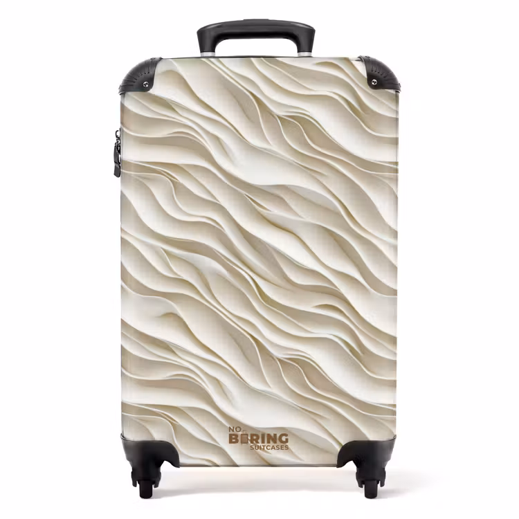 Golven - Wit - Minimalistisch NBS - Handbagage koffer - Volwassenen Unisex middel -productfoto_recht
