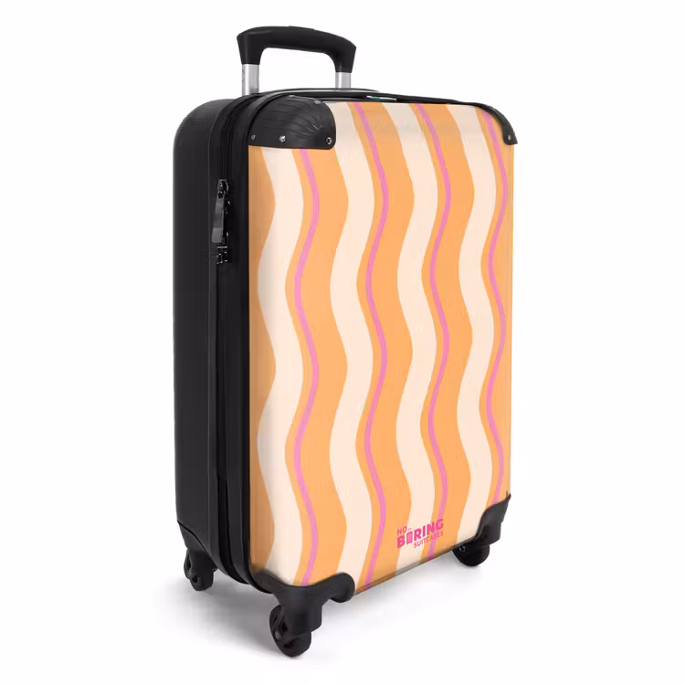 Golvende strepen in oranje en roze NBS - Handbagage koffer - Unisex middel -productfoto_3d