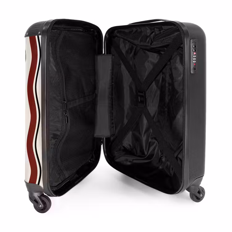 Golvende strepen in rood NBS - Handbagage koffer - Unisex middel -binnenkant