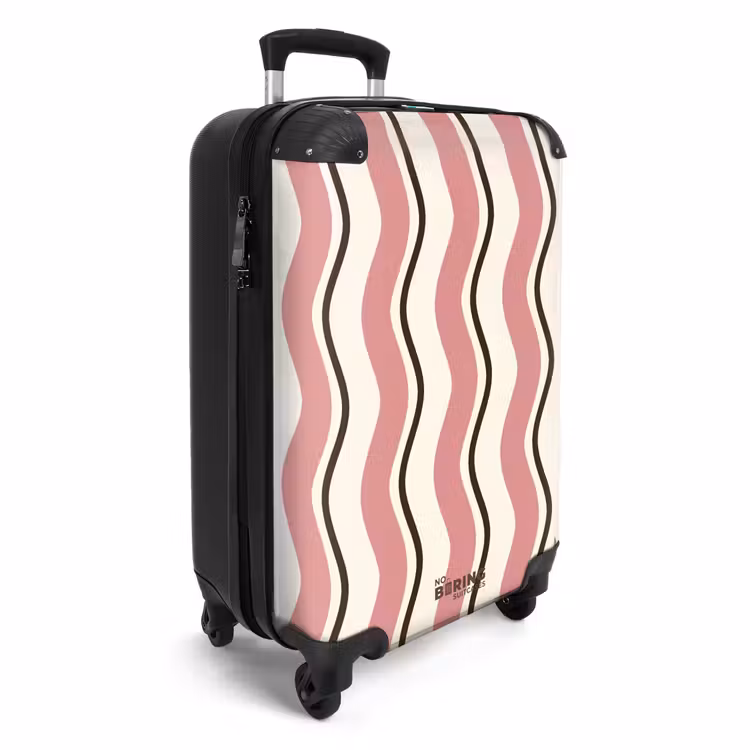 Golvende strepen in roze met bruin NBS - Handbagage koffer - Unisex middel -productfoto_3d