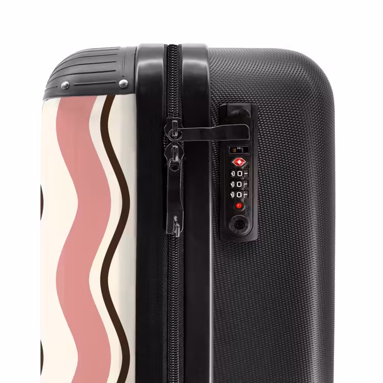Golvende strepen in roze met bruin NBS - Handbagage koffer - Unisex middel -slot