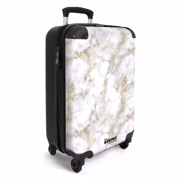 Gouden aders - Marmer - Wit NBS - Handbagage koffer - Volwassenen Unisex middel -productfoto_3d