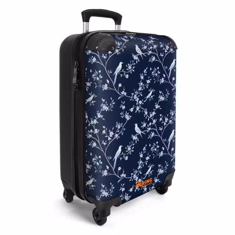 Grafisch - Bloesemtak - Blauw NBS - Handbagage koffer - Volwassenen Unisex middel -productfoto_3d