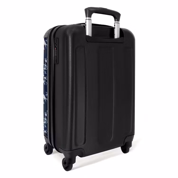 Grafisch - Bloesemtak - Blauw NBS - Handbagage koffer - Volwassenen Unisex middel -achterkant