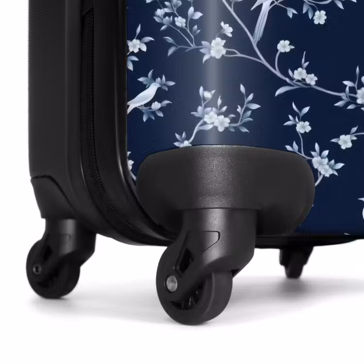 Grafisch - Bloesemtak - Blauw NBS - Handbagage koffer - Volwassenen Unisex middel -wiel