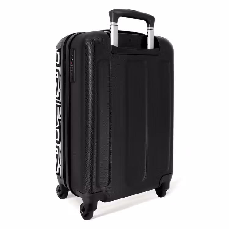 Grafisch - Lijnen - Zwart - Wit NBS - Handbagage koffer - Volwassenen Unisex middel -achterkant