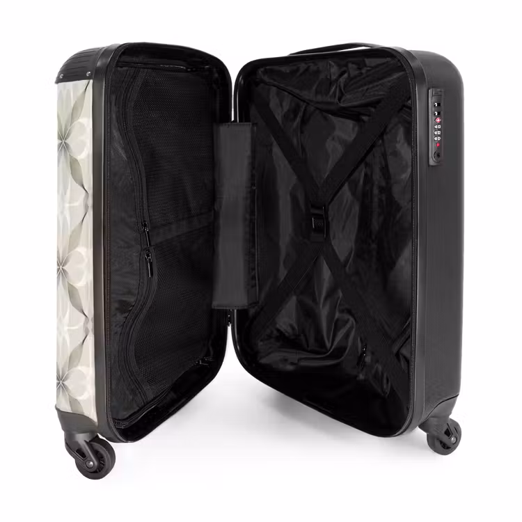 Grafisch - Patroon - Grijs NBS - Handbagage koffer - Volwassenen Unisex middel -binnenkant