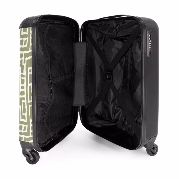 Grafisch - Patroon - Groen NBS - Handbagage koffer - Volwassenen Unisex middel -binnenkant