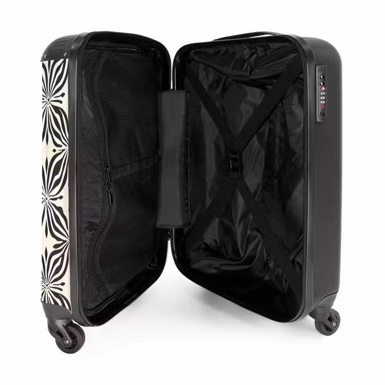 Grafisch - Patroon - Zwart NBS - Handbagage koffer - Volwassenen Unisex middel -binnenkant
