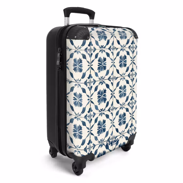Grafisch - Tegel - Blauw NBS - Handbagage koffer - Volwassenen Unisex middel -productfoto_3d