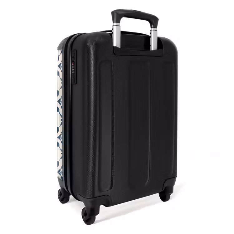 Grafisch - Tegel - Blauw NBS - Handbagage koffer - Volwassenen Unisex middel -achterkant