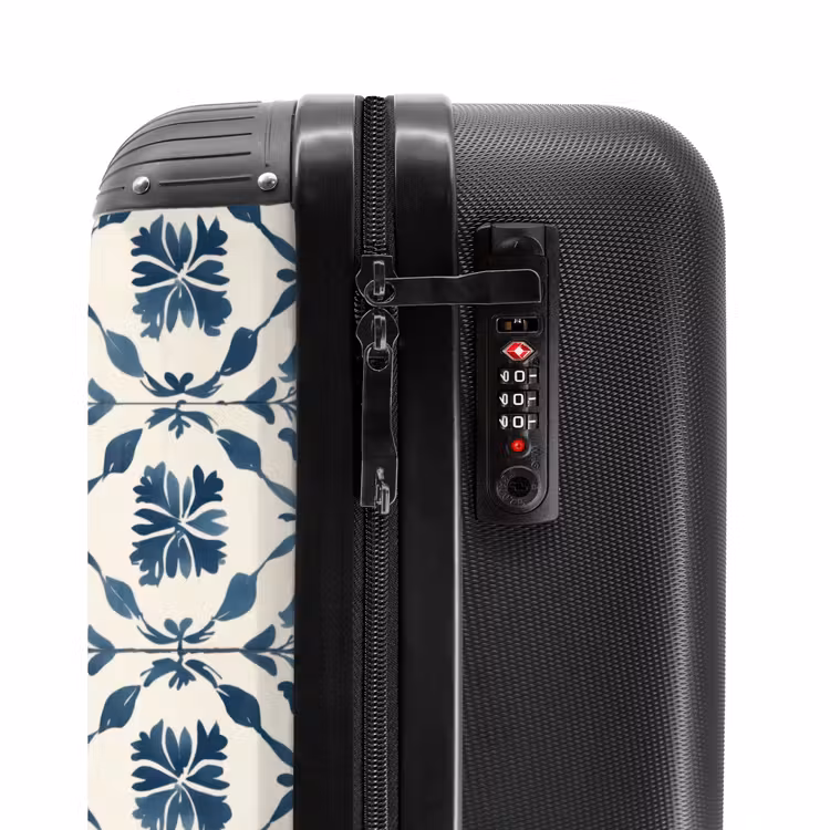 Grafisch - Tegel - Blauw NBS - Handbagage koffer - Volwassenen Unisex middel -slot