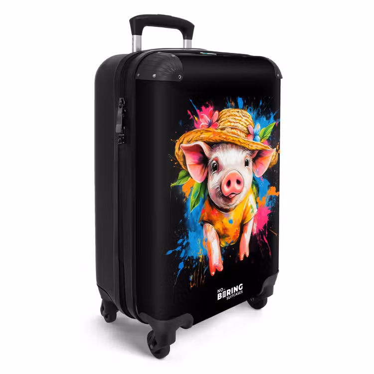 Grappige varken met hoed illustratie NBS - Handbagage koffer - Unisex middel -productfoto_3d
