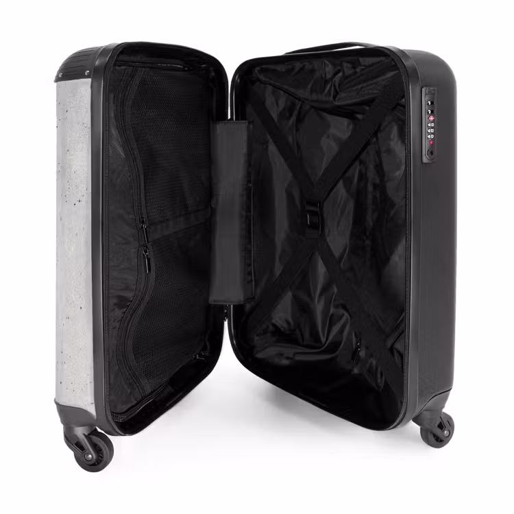 Grijs - Beton - Neutraal NBS - Handbagage koffer - Volwassenen Unisex middel -binnenkant