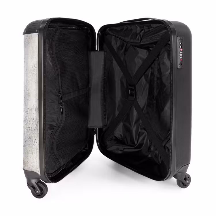 Grijs - Beton - Verweerd NBS - Handbagage koffer - Volwassenen Unisex middel -binnenkant