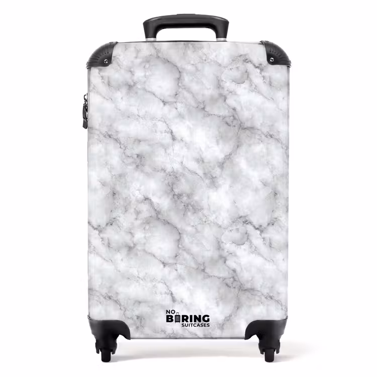 Grijs - Marmer - Klassiek - Aders NBS - Handbagage koffer - Volwassenen Unisex middel -productfoto_recht