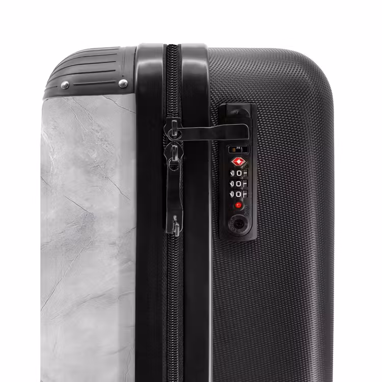 Grijs - Marmer - Mat NBS - Handbagage koffer - Volwassenen Unisex middel -slot