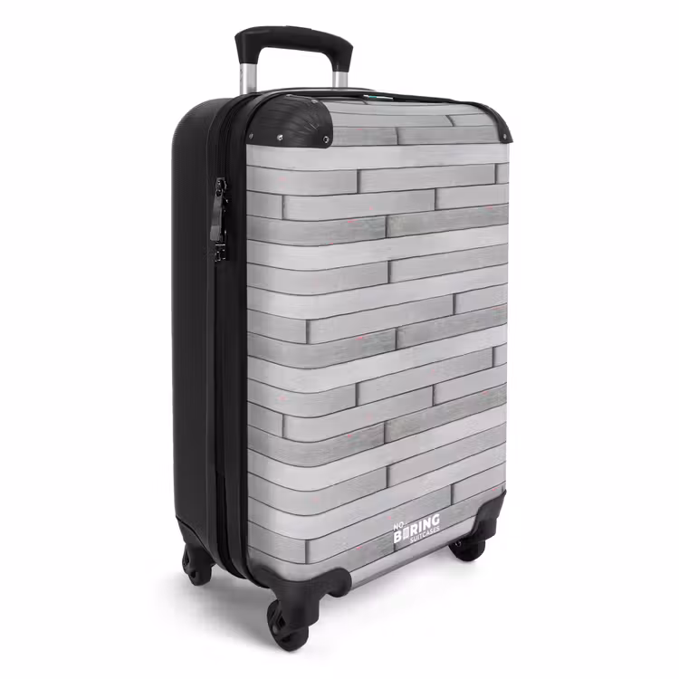 Grijs verweerd hout met roze accenten NBS - Handbagage koffer - Volwassenen Unisex middel -productfoto_3d
