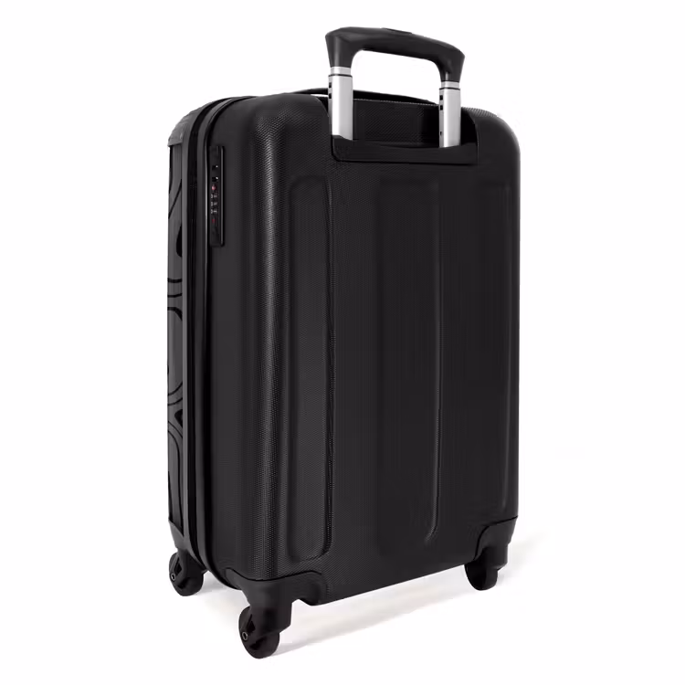 Grijze achtergrond met abstracte zwarte lijnen NBS - Handbagage koffer - Unisex middel -achterkant