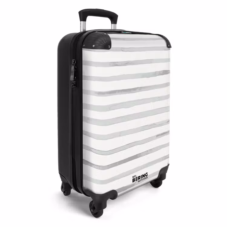 Grijze aquarelstrepen op wit NBS - Handbagage koffer - Volwassenen Unisex middel -productfoto_3d