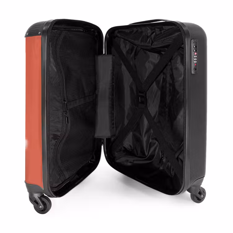 Grijze auto met roze vlammen NBS - Handbagage koffer - Unisex middel -binnenkant