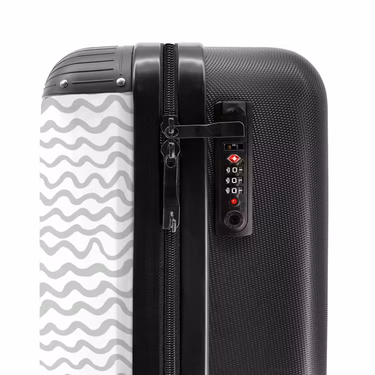 Grijze golflijnen op wit NBS - Handbagage koffer - Volwassenen Unisex middel -slot