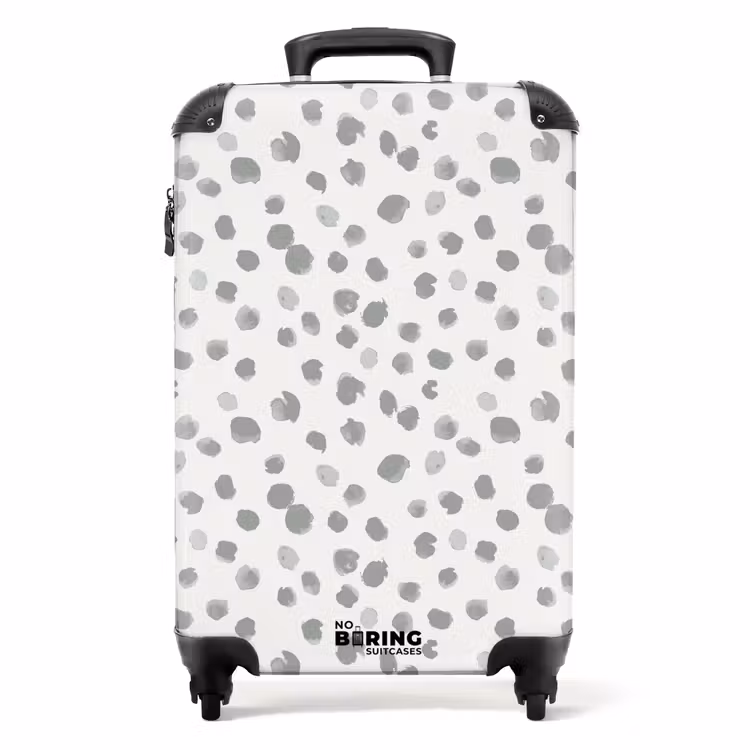 Grijze verfspatten op een gebroken wit NBS - Handbagage koffer - Volwassenen Unisex middel -productfoto_recht