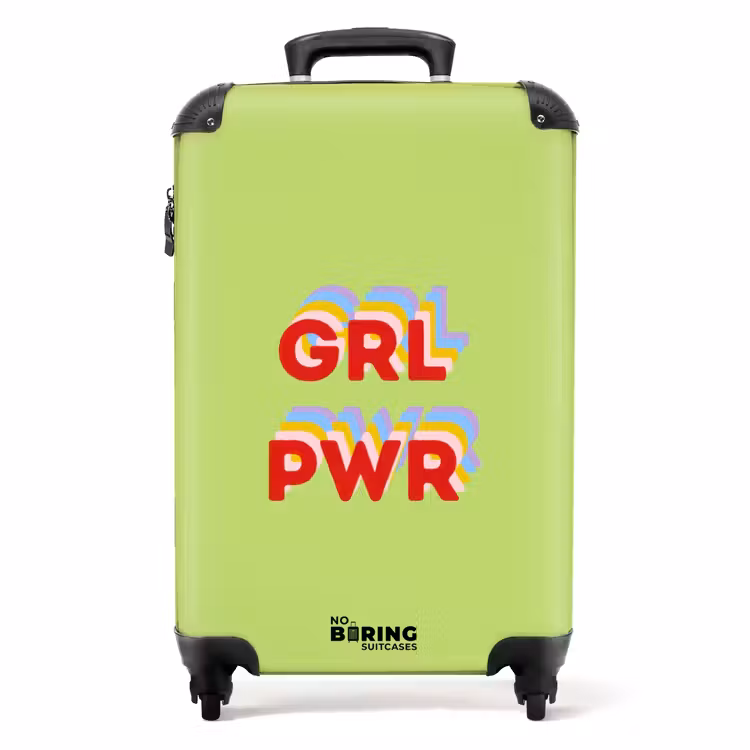 Grl pwr - Groen - Rood - 3D NBS - Handbagage koffer - Volwassenen Unisex middel -productfoto_recht