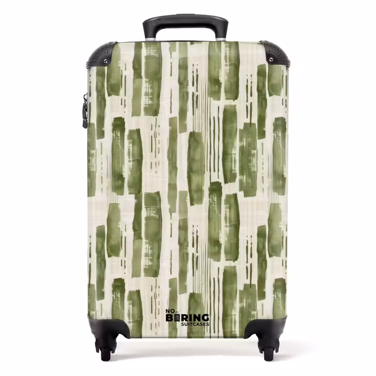 Koffer - Groen - Abstract - Penseelstreken - Linnen - Patroon - Groen - Abstract - Penseelstreken - Linnen - Patroon NBS - Handbagage koffer - Volwassenen Unisex middel