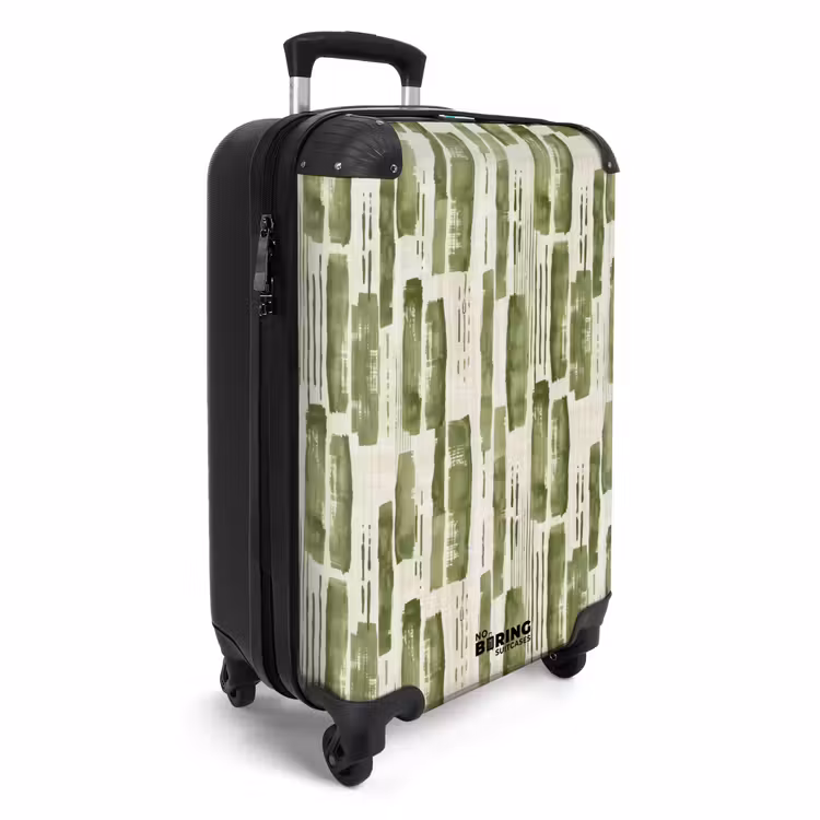 Koffer - Groen - Abstract - Penseelstreken - Linnen - Patroon - Groen - Abstract - Penseelstreken - Linnen - Patroon NBS - Handbagage koffer - Volwassenen Unisex middel
