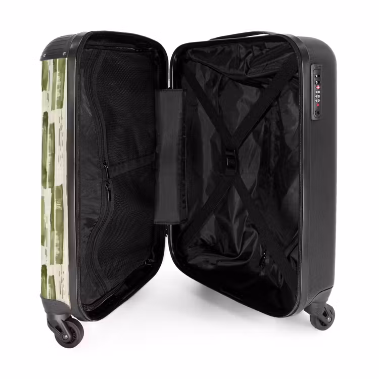 Koffer - Groen - Abstract - Penseelstreken - Linnen - Patroon - Groen - Abstract - Penseelstreken - Linnen - Patroon NBS - Handbagage koffer - Volwassenen Unisex middel